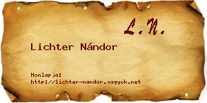 Lichter Nándor névjegykártya